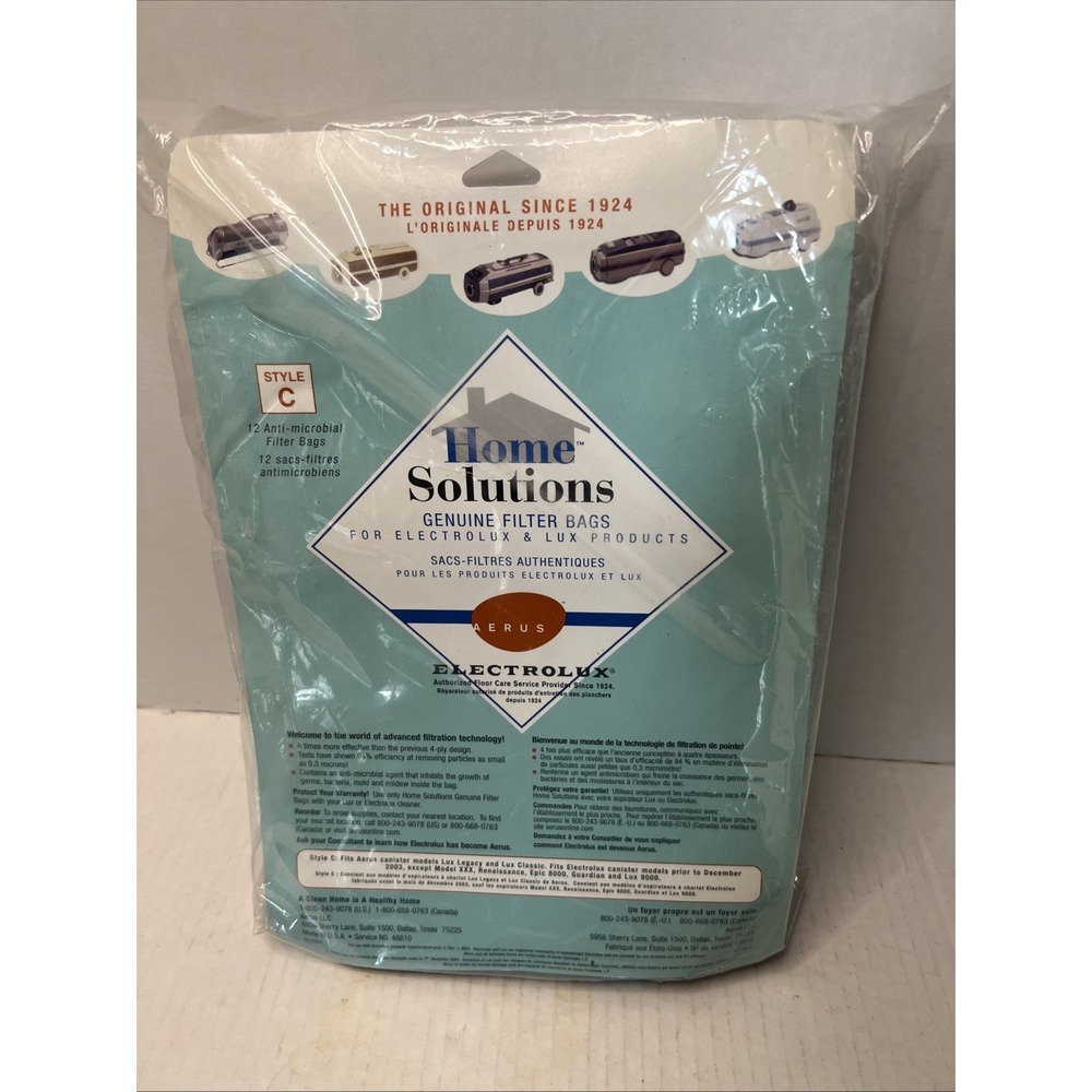 New 12 Aerus Electrolux Vacuum Bags Home Solutions Hepa Filter Canister Style C
